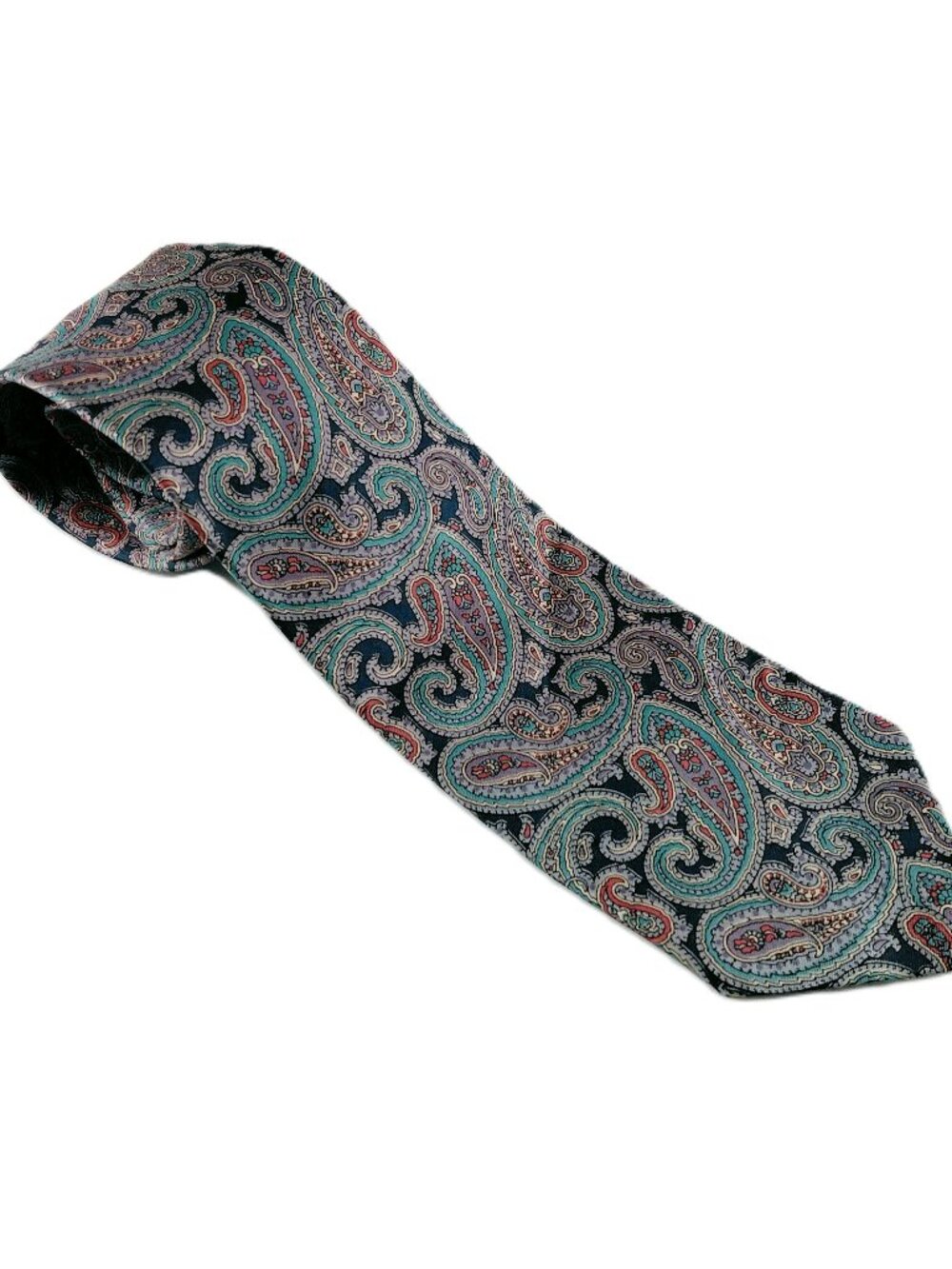 GANT Classic Width Men's Tie Navy Purple Multi Paisley Print 100% Silk USA